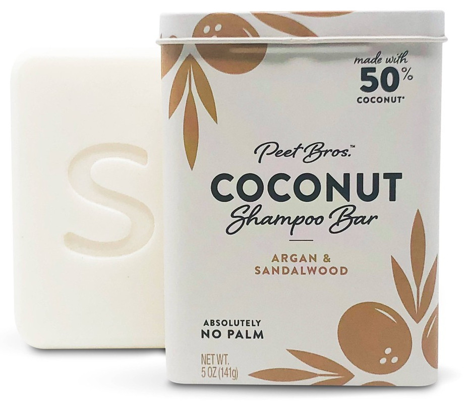 Peet Bros Coconut Shampoo Bar - Nourishing Argan & Sandalwood Formula