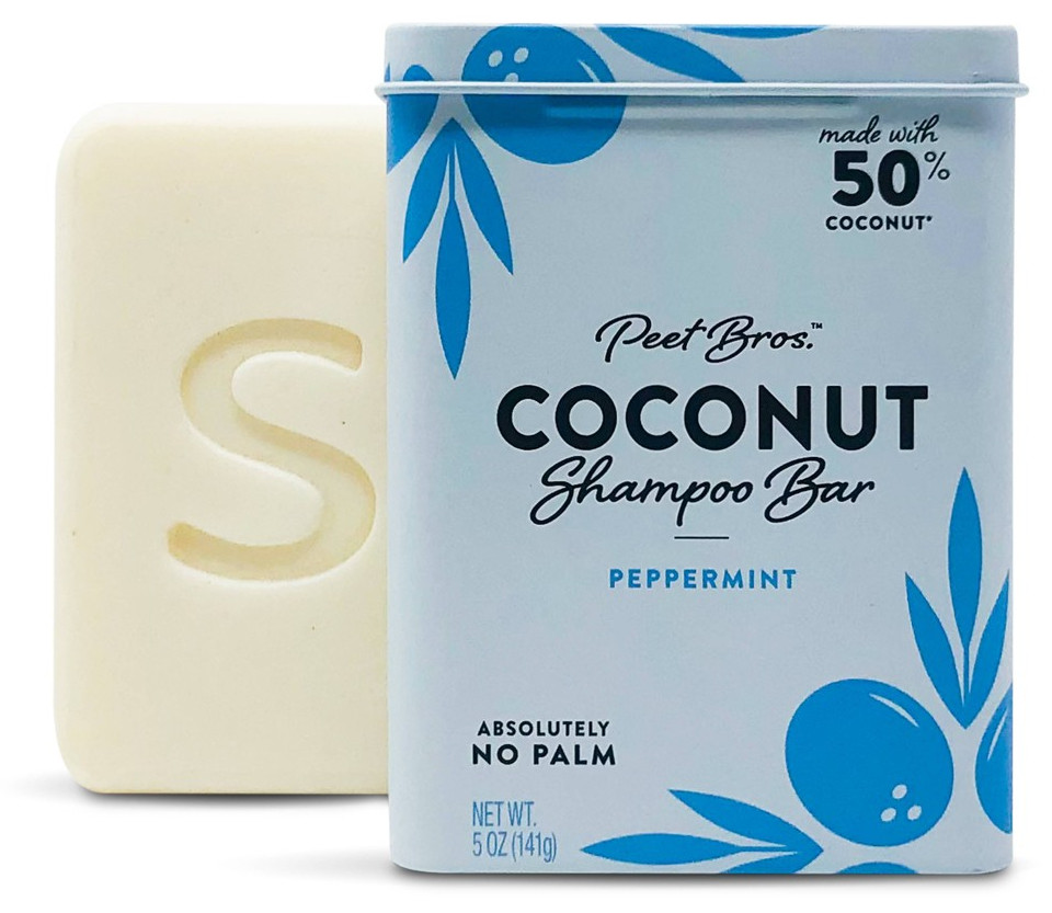 Peet Bros Coconut Shampoo Bar - Refreshing Peppermint Cleanse