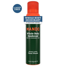 Mando Deodorant Spray for Men  Aluminum Free  Clover Woods Scent  3.6 oz