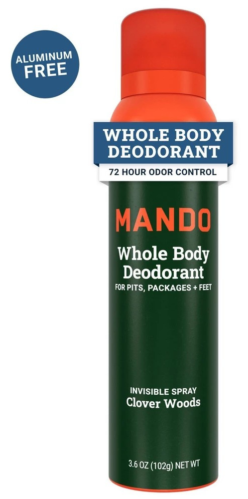 Mando Deodorant Spray for Men  Aluminum Free  Clover Woods Scent  3.6 oz