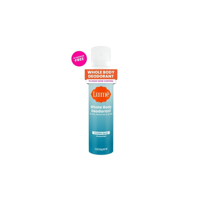 Lume Whole Body Deodorant for Women  Spray Deodorant  Aluminum Free  Unscented  3.6oz
